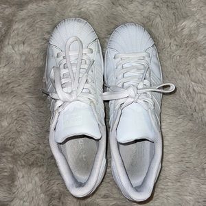 Adidas all white superstars